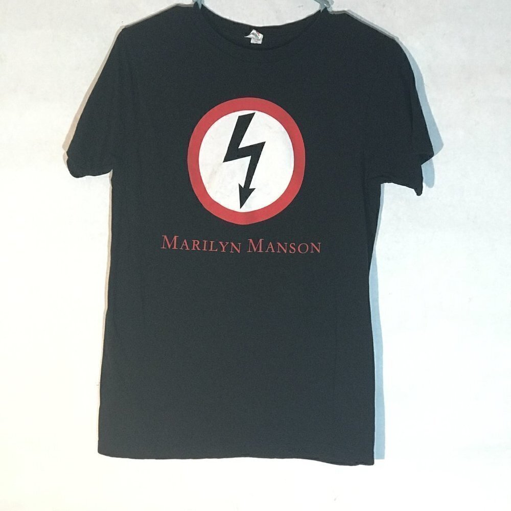 Vintage Black Rock Band Tee MARILYN MANSON Women Small Short Sleeve T Shirt - Picture 3 of 5